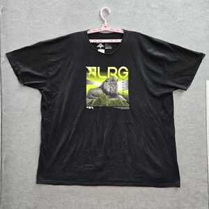 LRG Men Shirt 3XL Black Lion Graphic Print‎ Short Sleeve Logo Cotton Crew Neck
